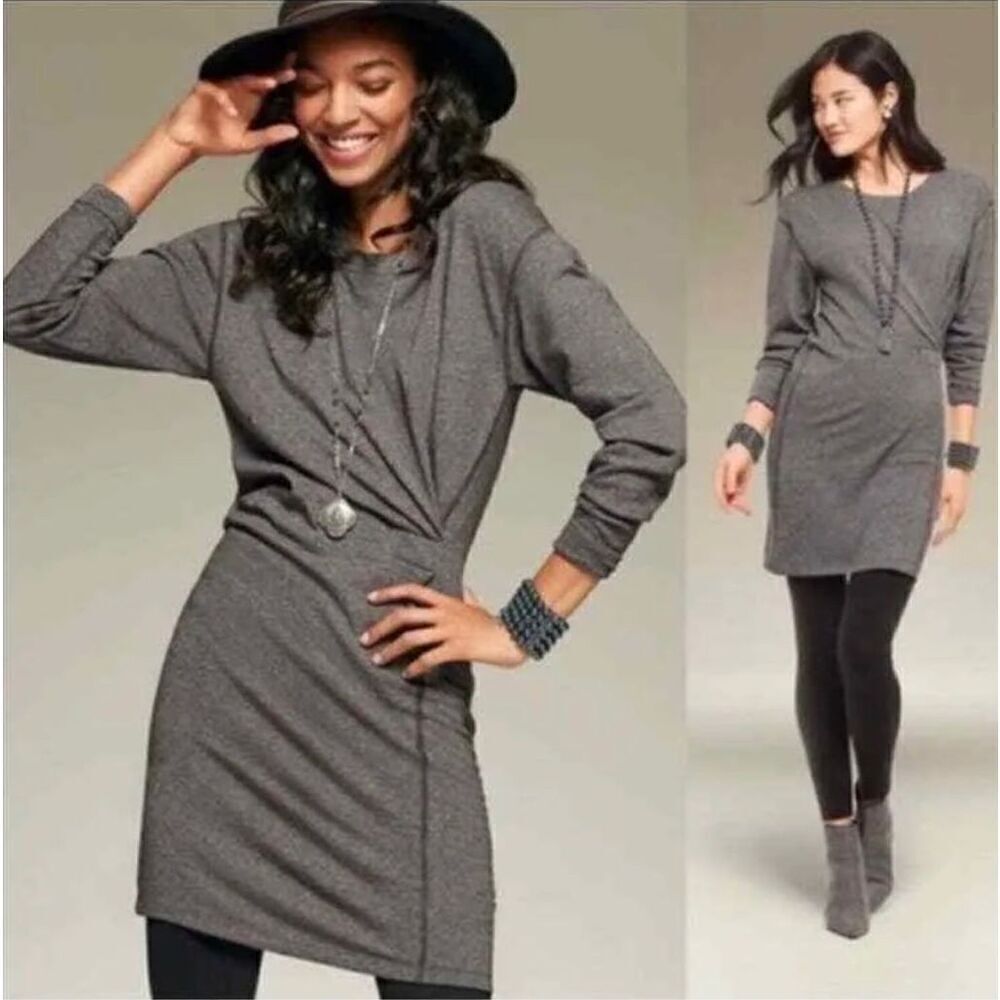 Cabi Put On Sweatshirt Dress Heather Gray Long‎ Sleeve #3650